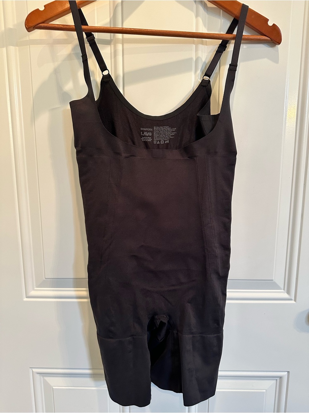 SHAPERX Tummy Control Black One-Piece Adjustable-Strap Shapewear